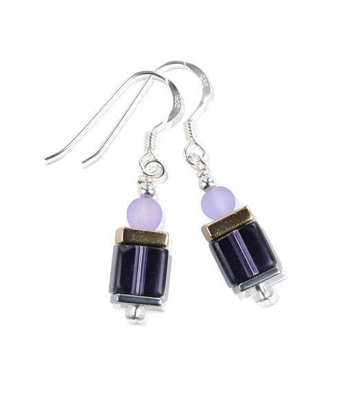Violet glass earrings