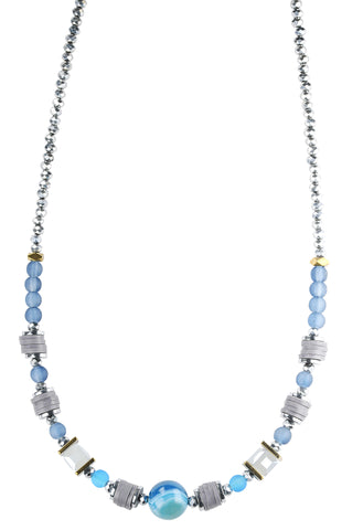 Blue agate centre necklace